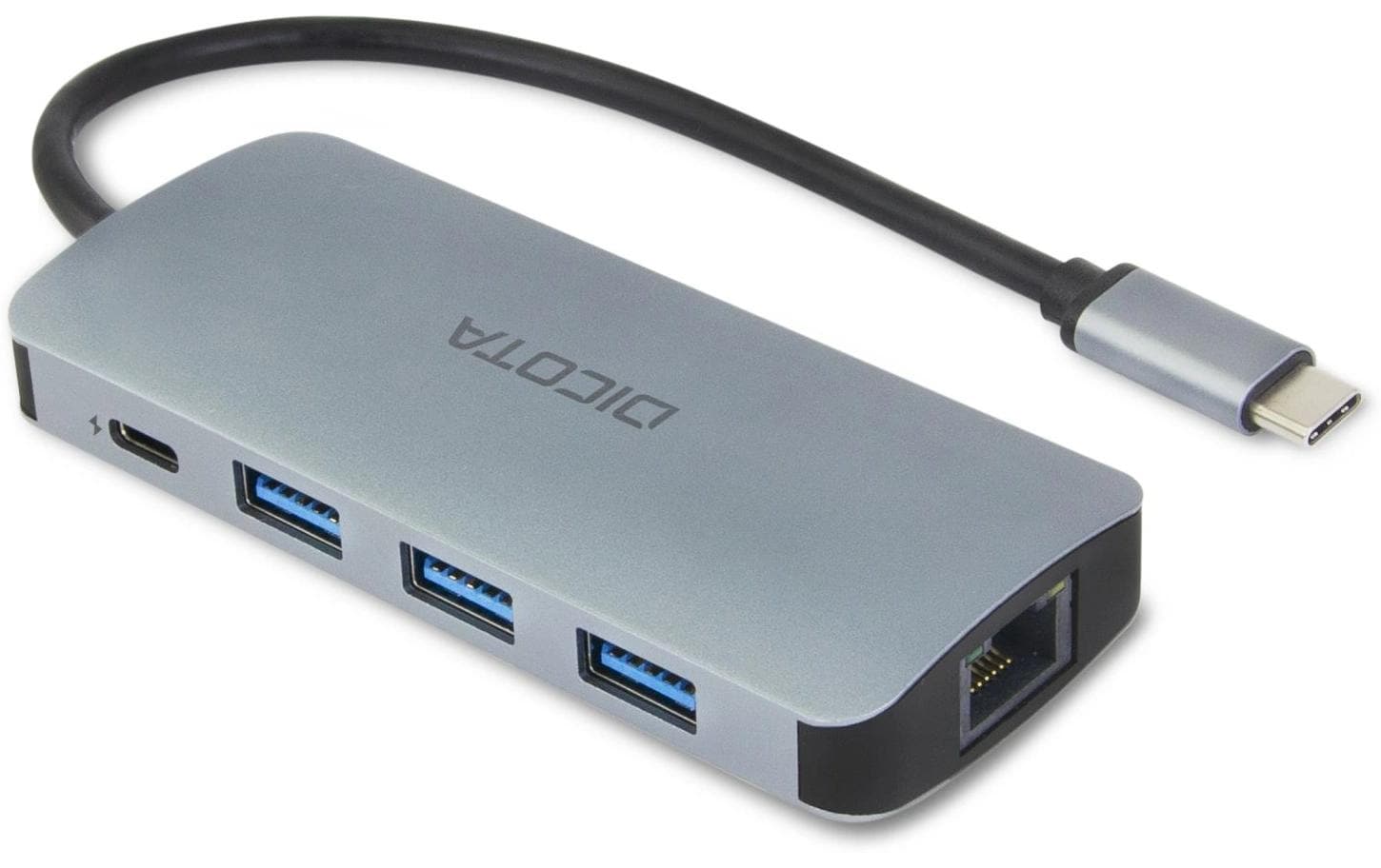 DICOTA D32062 Multiport-Adapter – USB-C, 1× HDMI, 3× USB-A, 100 W PD, GbE, SD/microSD