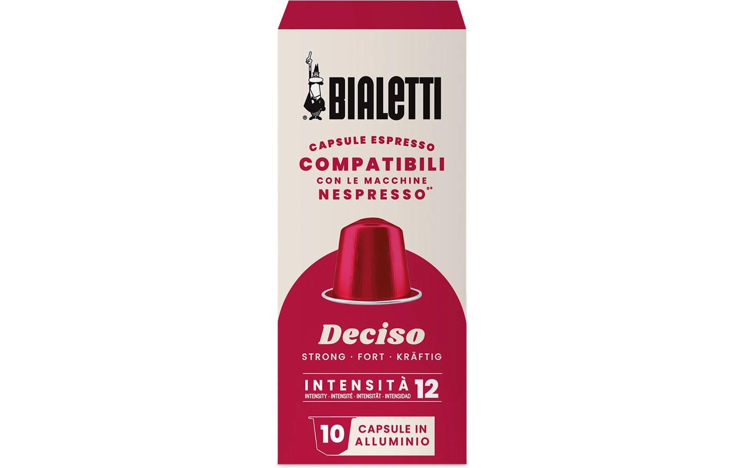 Bialetti Deciso – Kapseln für Nespresso – Espresso, Intensität 12, 10 Kapseln