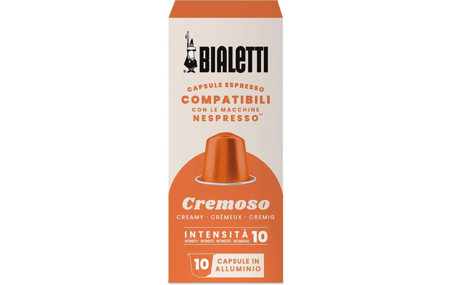 Bialetti Cremoso – Kapseln für Nespresso – Espresso, Intensität 10, 10 Kapseln