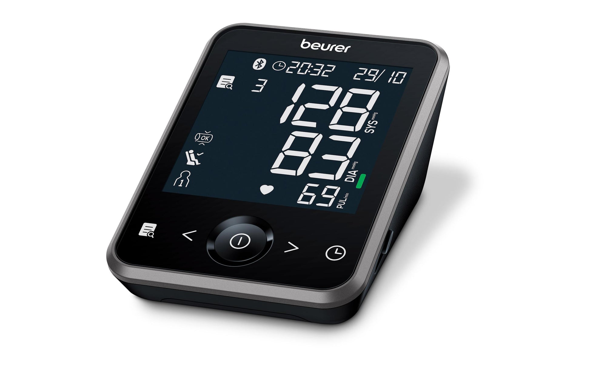 Beurer Blutdruck- / Pulsmessgerät BM 64 – Oberarm, Bluetooth, 22–42 cm Manschette, 240 Speicher, Touchscreen