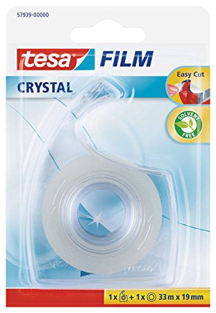 tesa Handabroller Easy Cut – für Rollenbreite bis 19 mm, für Bandlänge bis 33 m, Metallmesser, inkl. 1 Rolle