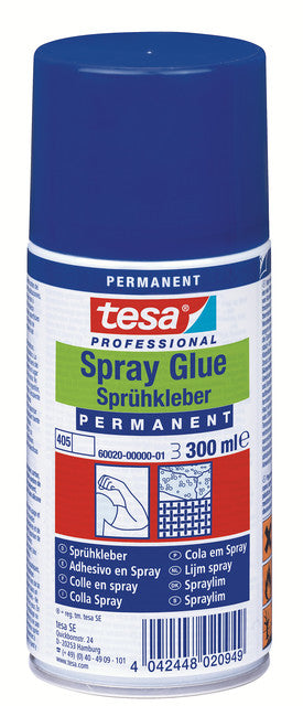 TESA Sprühkleber – permanent, transparent, tropffrei, 300 ml, für Papier, Karton, Filz und mehr