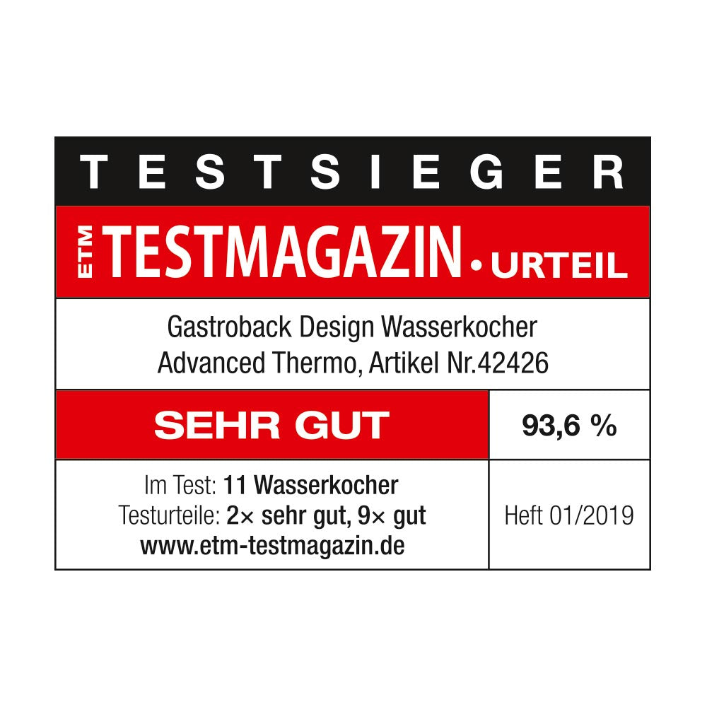Gastroback Wasserkocher – 1,7 l, mit Temperaturwahl, Warmhaltefunktion, Edelstahl