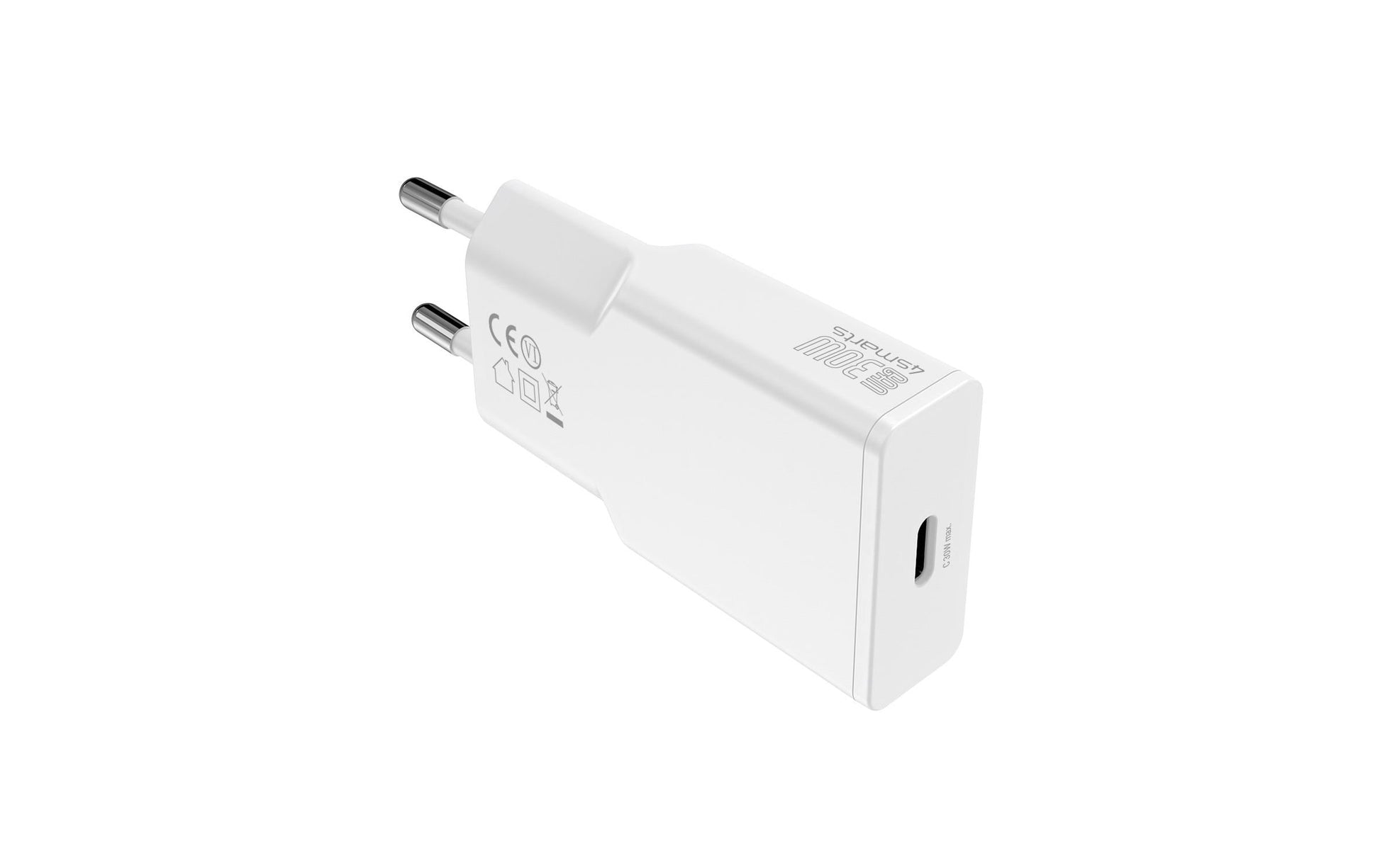4smarts PDPlug Slim USB-Ladegerät 30 W – USB-C×1 – PD, GaN – für Smartphone, Tablet – Weiss