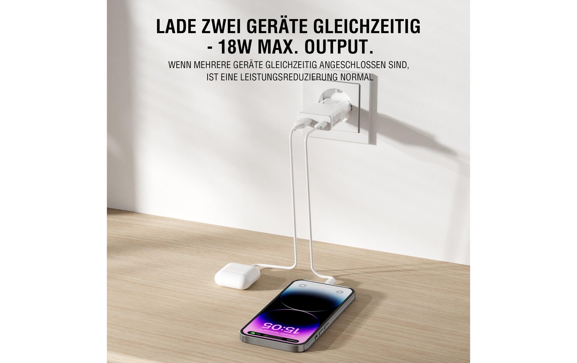 4smarts PDPlug Duos Slim USB-Ladegerät 20 W – USB-C×1, USB-A×1 – QC 3.0, GaN