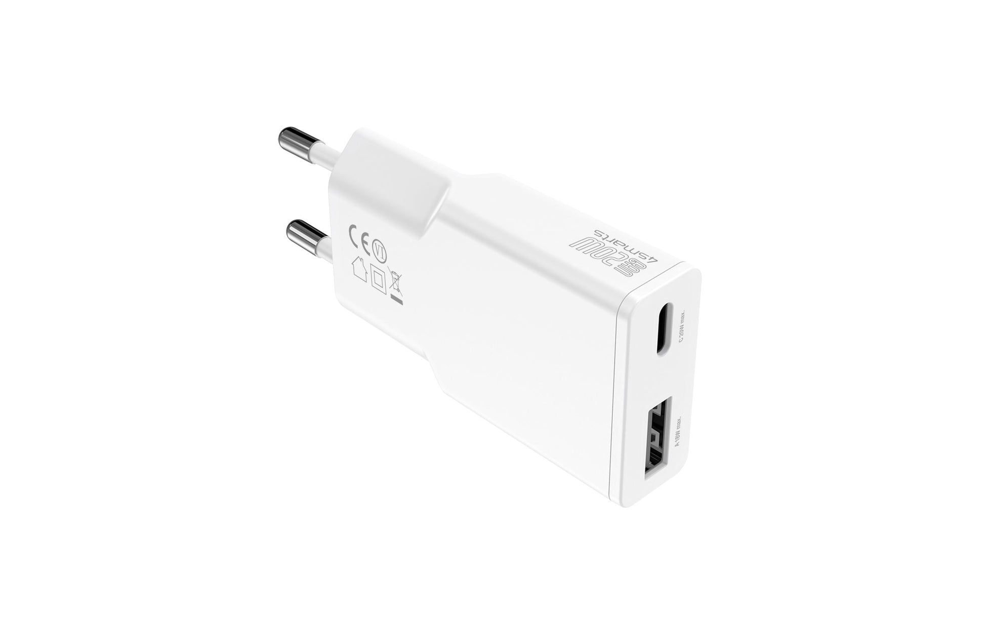 4smarts PDPlug Duos Slim USB-Ladegerät 20 W – USB-C×1, USB-A×1 – QC 3.0, GaN