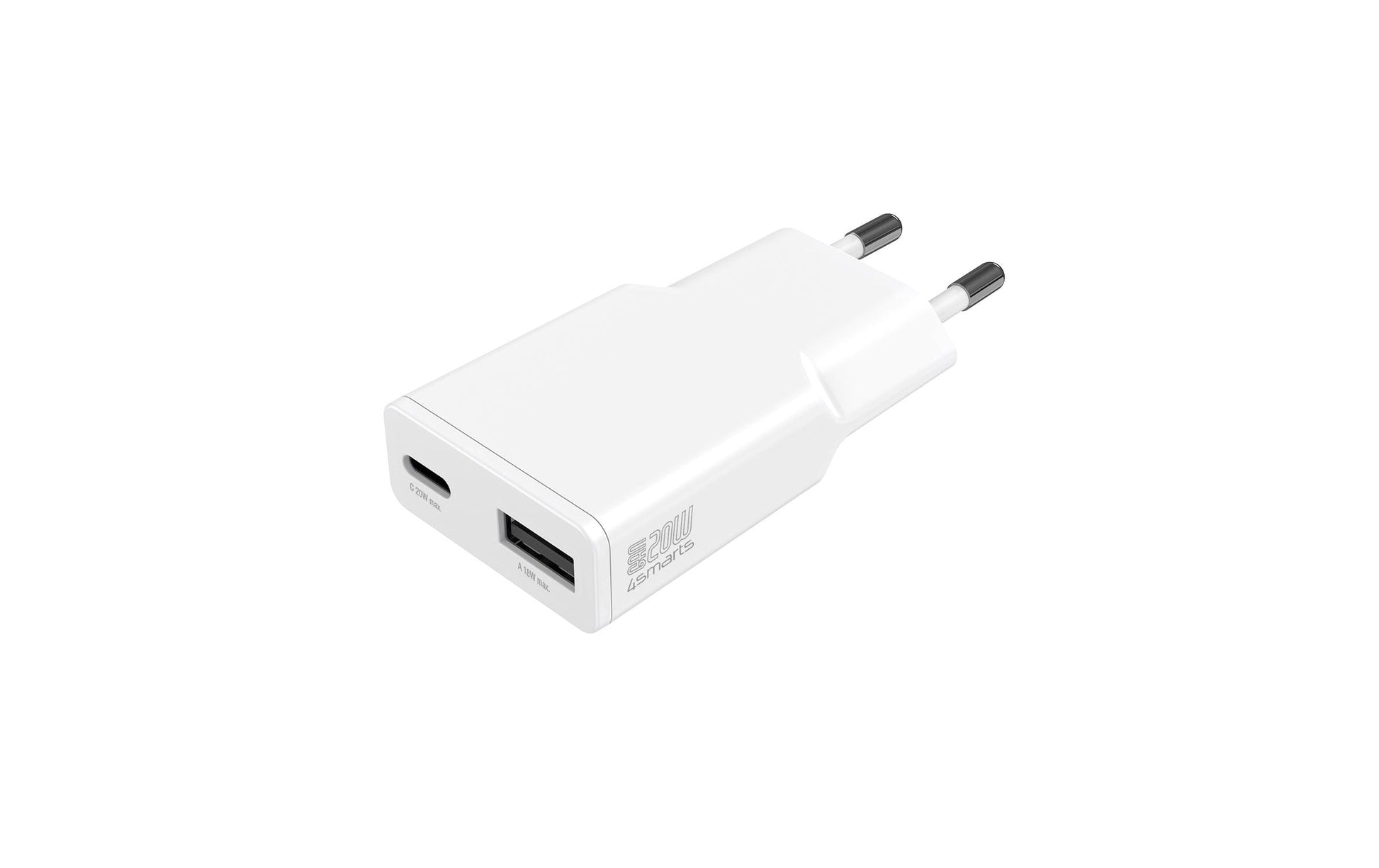 4smarts PDPlug Duos Slim USB-Ladegerät 20 W – USB-C×1, USB-A×1 – QC 3.0, GaN