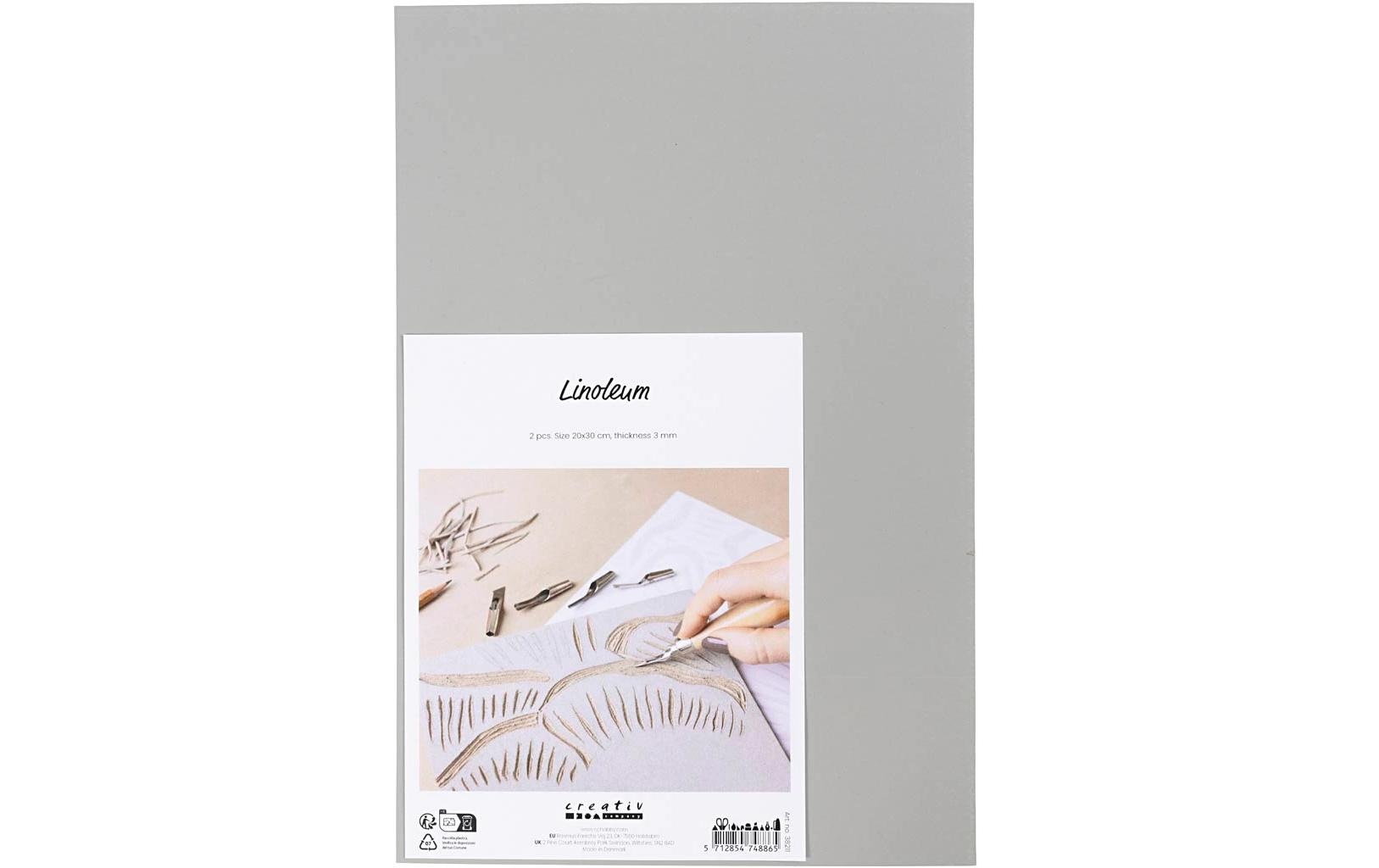 Creativ Company Linolplatte, Grau, 20 × 30 cm, 3 mm, 2 Stk.