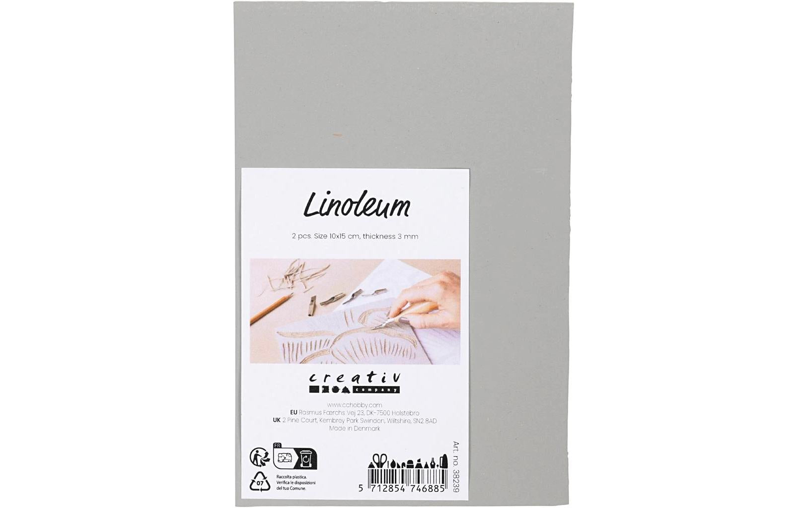 Creativ Company Linolplatte, Grau, 10 × 15 cm, 3 mm, 2 Stk., 38239