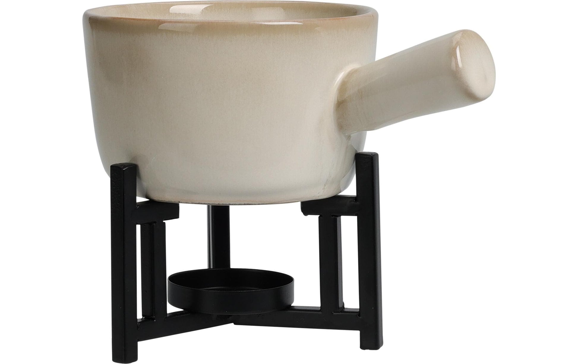 Furber. Fondue-Set – 0,5 l, Edelstahl/Keramik, für Käsefondue, Teelichter, Beige, 2 Personen, 4 Teile