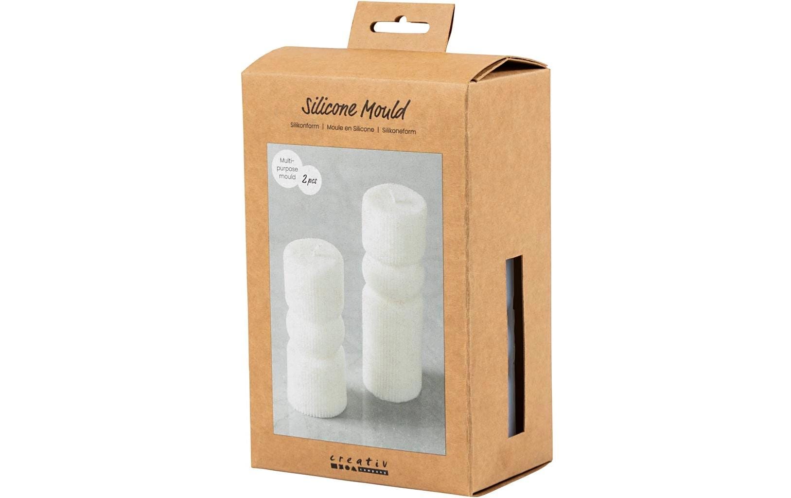 Creativ Company Kerzengiessform – Zylinder – Silikon – Ø 40 × 110 mm, Ø 40 × 140 mm – 2 Stück – Weiss