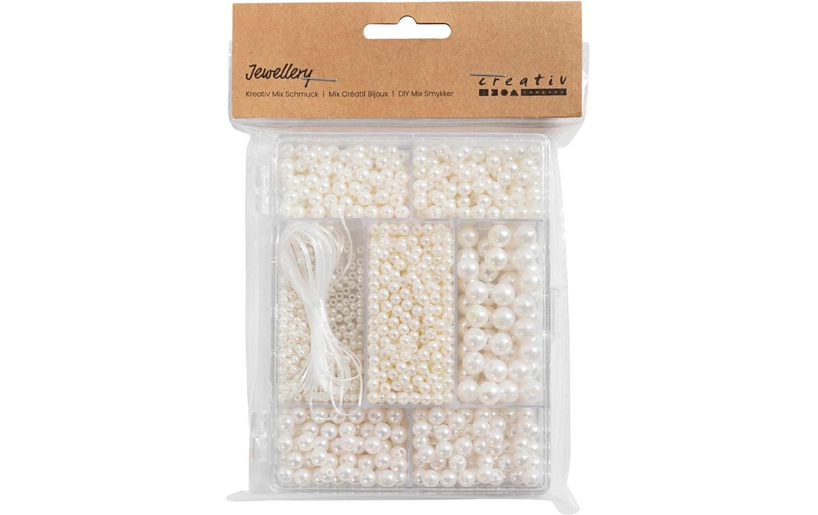 Creativ Company Perlenset, Wachsperlen – Weiss, Perleffekt – 1200 Stk.