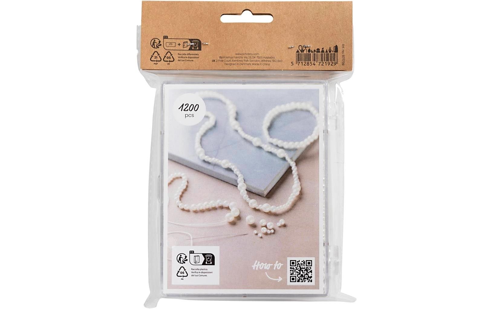 Creativ Company Perlenset, Wachsperlen – Weiss, Perleffekt – 1200 Stk.