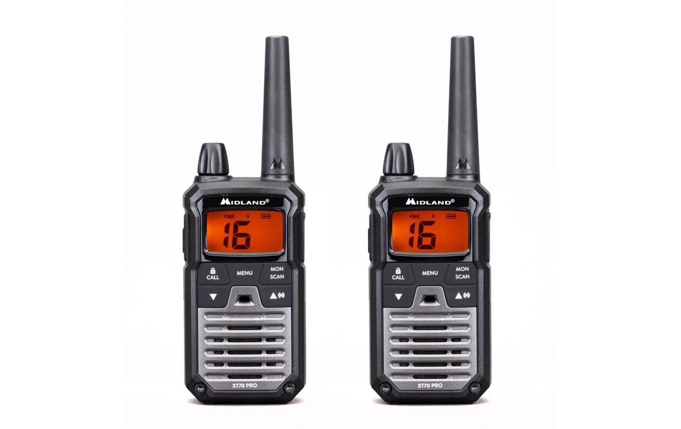 Midland XT70 Pro Funkgerät – DMR, 12 km, 32 Kanäle, IPX4, mit Ladestation
