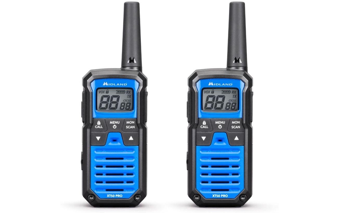 Midland XT50 Pro – Funkzubehör, Funkgerät, 2er Set, Schwarz, Blau
