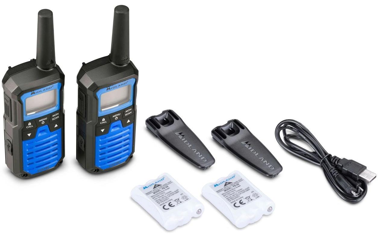 Midland XT50 Pro – Funkzubehör, Funkgerät, 2er Set, Schwarz, Blau