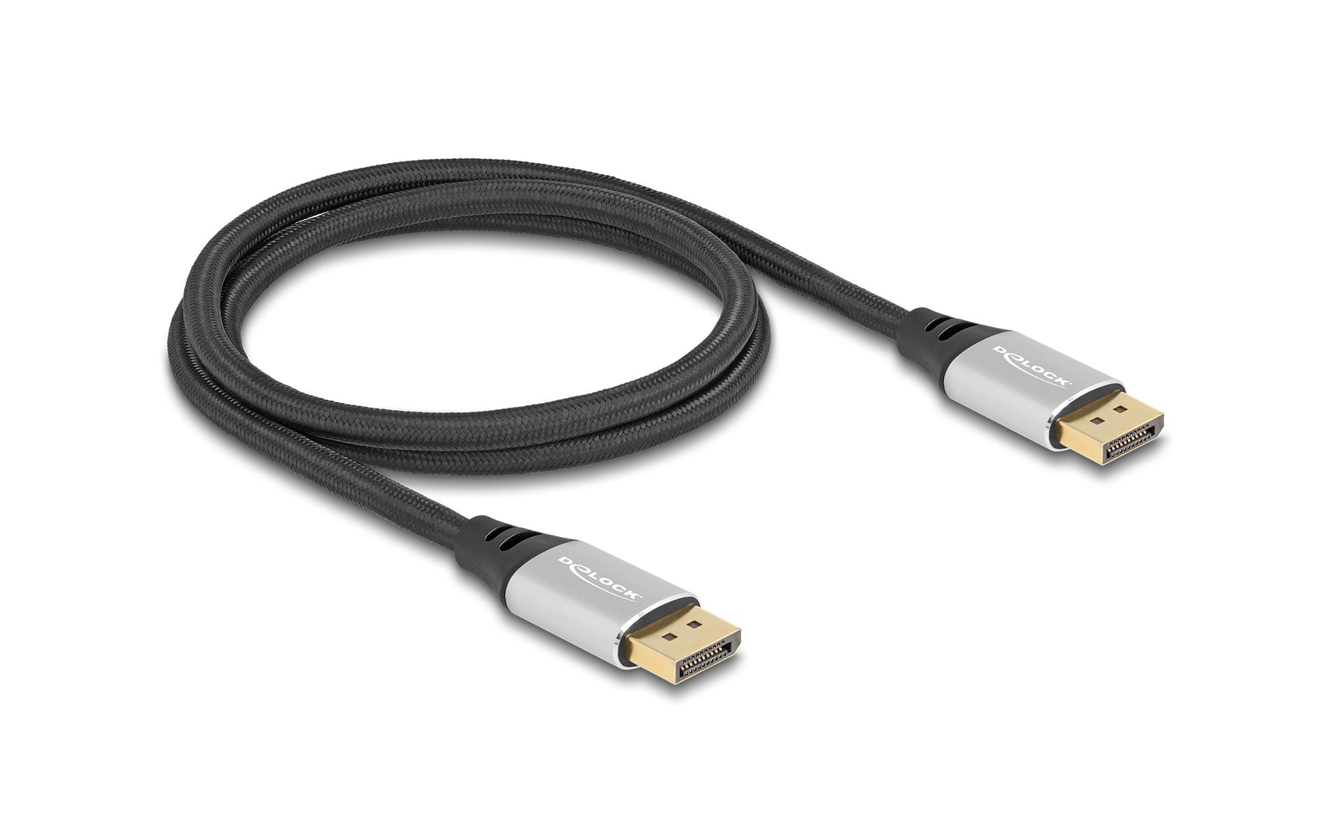 DeLOCK DisplayPort Kabel DP 2.1 8K 60 Hz – 1 m – Schwarz/Silber