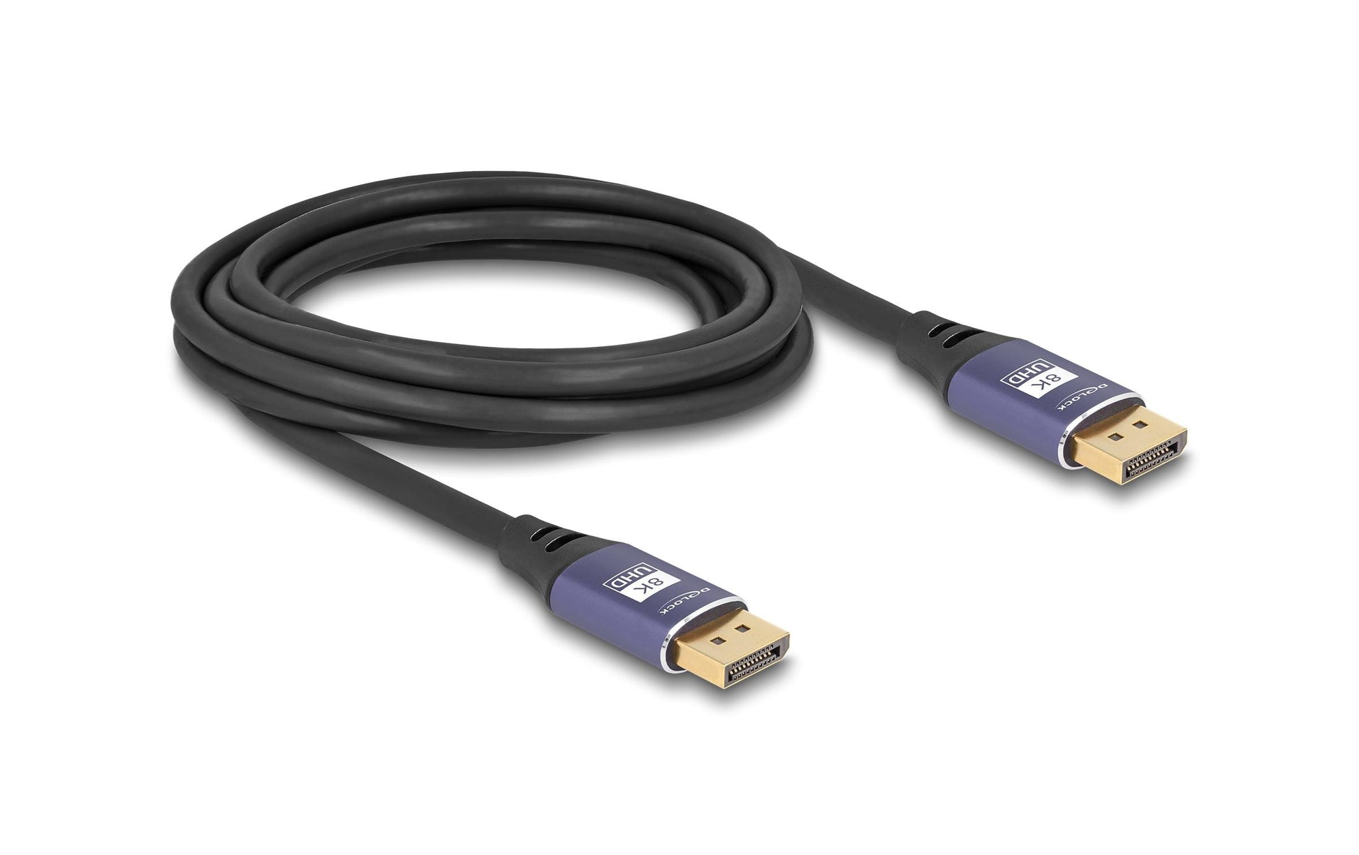 DeLOCK DisplayPort Kabel DP 1.4 8K 60 Hz – 3 m – Schwarz/Lila