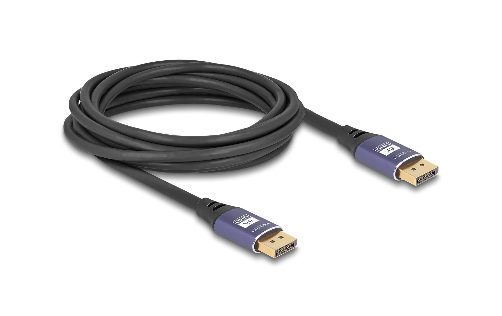 DeLOCK DisplayPort Kabel DP 1.4 8K 60 Hz – 5 m – Schwarz/Flieder