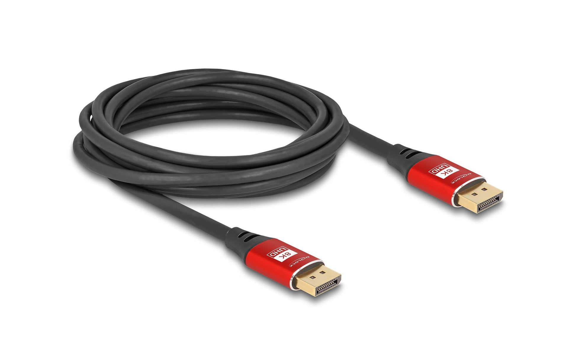 DeLOCK DisplayPort Kabel DP 1.4 8K 60 Hz – 5 m – Schwarz/Rot