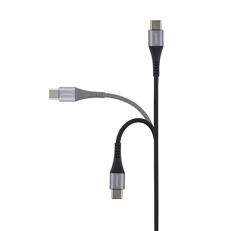 Intenso USB-C auf USB-C Kabel – USB 2.0 (480 Mbit/s) – 1,5 m – PD 60 W – Nylonmantel – Schwarz