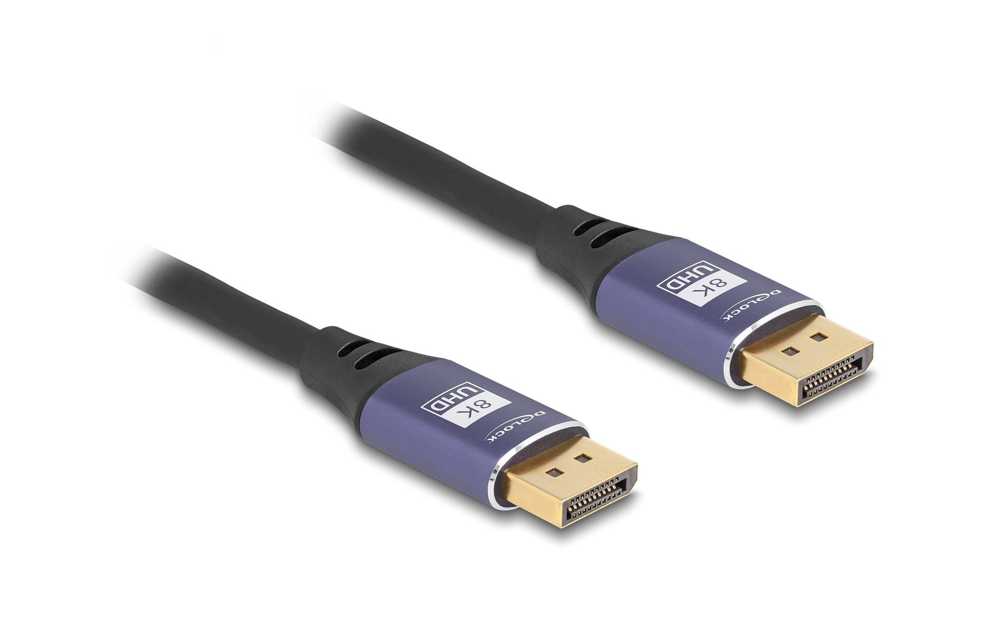 DeLOCK DisplayPort Kabel DP 1.4 8K 60 Hz – 2 m – Schwarz/Flieder