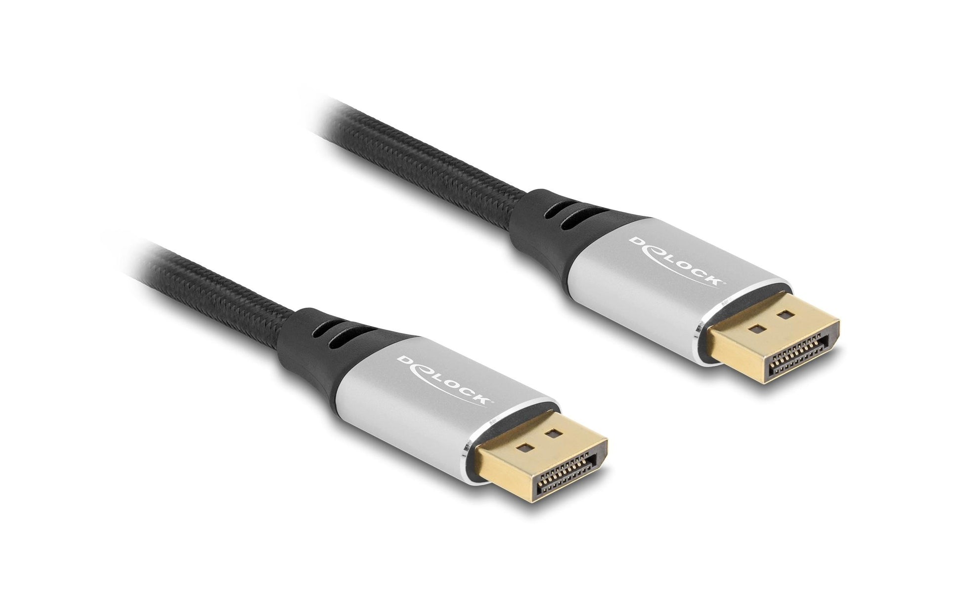 DeLOCK DisplayPort Kabel DP 2.1 8K 60 Hz – 2 m – geflochten – Schwarz/Silber