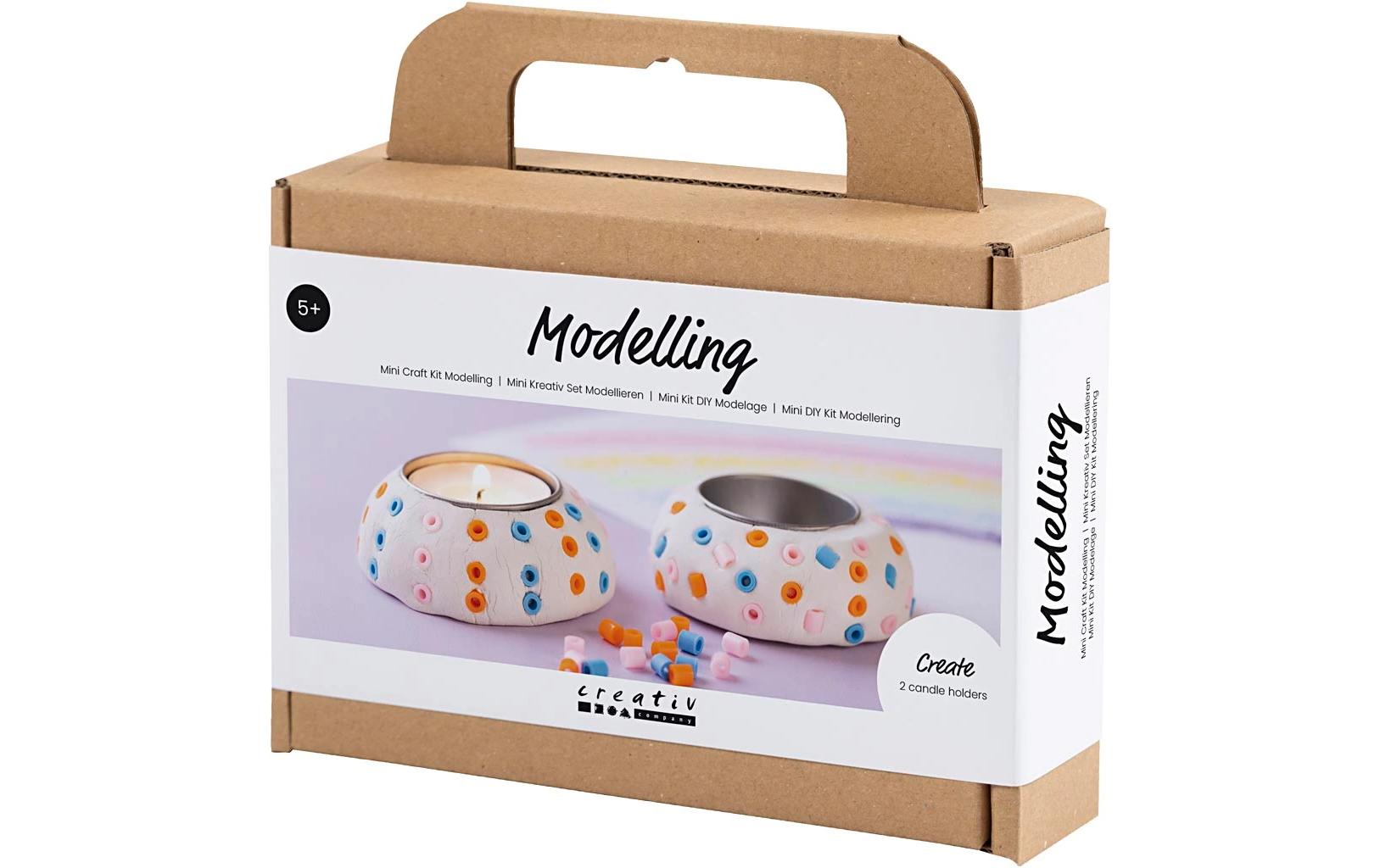 Creativ Company Knete-/Modelliermasse-Set – Teelichthalter basteln – ab 5 Jahren – lufthärtend