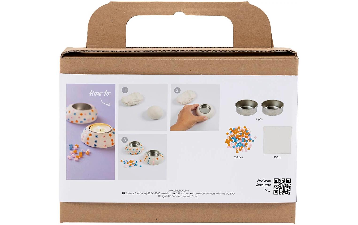 Creativ Company Knete-/Modelliermasse-Set – Teelichthalter basteln – ab 5 Jahren – lufthärtend