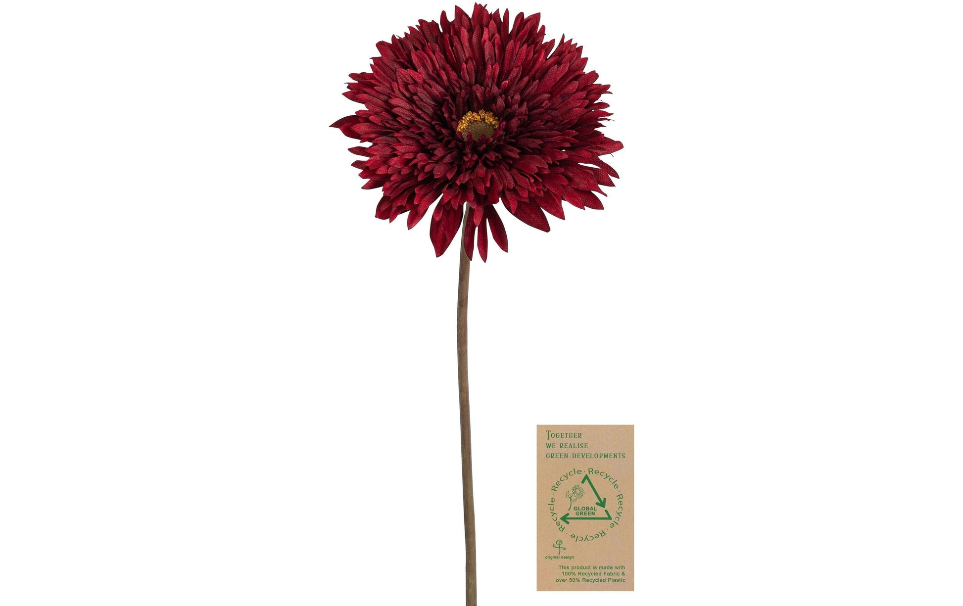 Botanic-Haus Gerbera Künstliche Blütenpflanze – 63 cm – Stoff & Kunststoff, Burgunder – 12-teilig