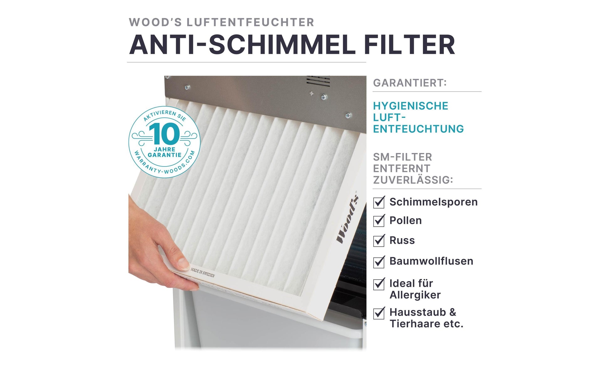 Wood's Luftentfeuchter LD40 – 19 L/24 h, bis 100 m², Tank 11,4 l, Hygrostat