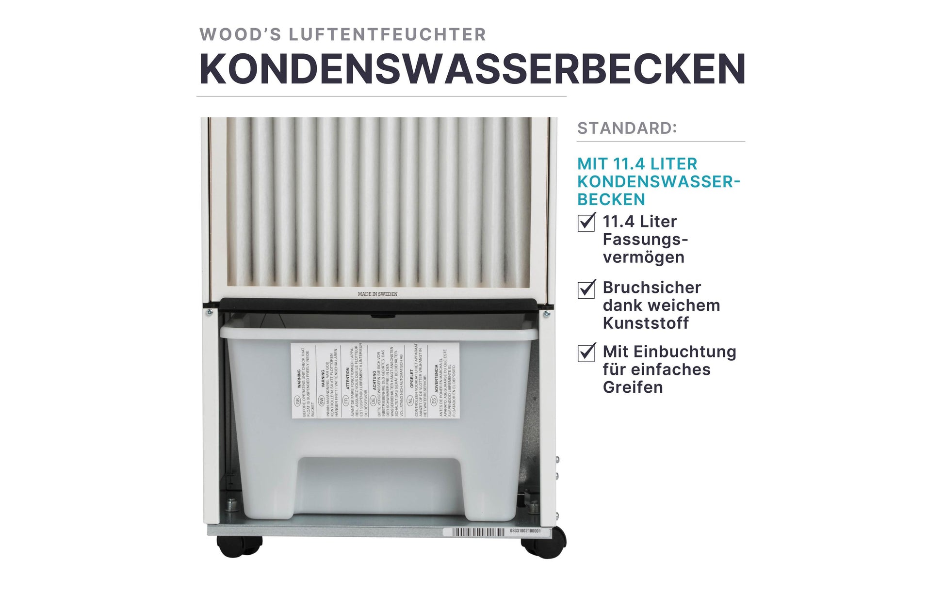 Wood's Luftentfeuchter SW-59FM – 41 L/24 h, bis 230 m², Tank 11,4 L, Hygrostat