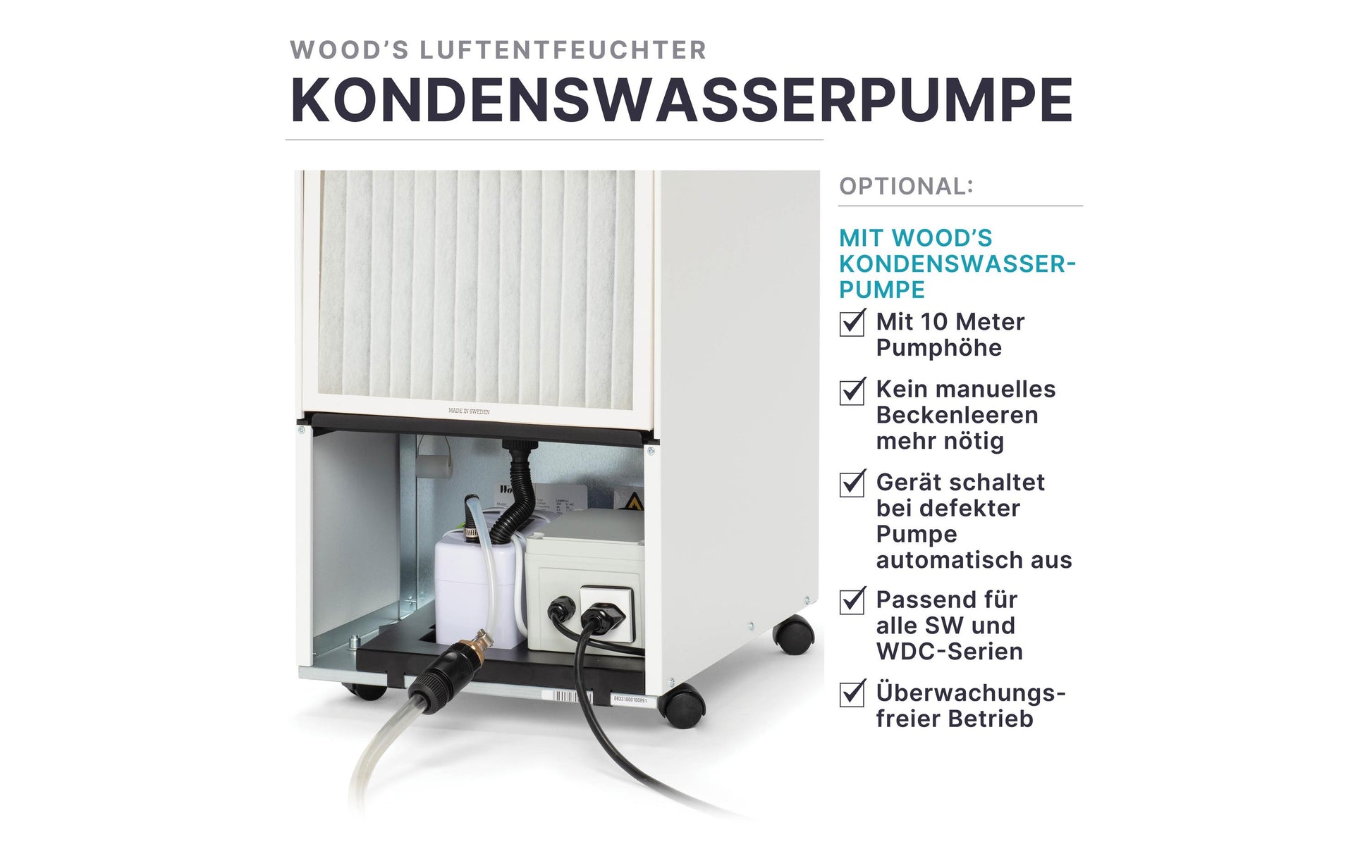 Wood's Luftentfeuchter SW-59FM – 41 L/24 h, bis 230 m², Tank 11,4 L, Hygrostat