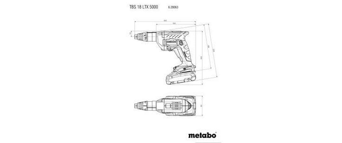 Metabo Trockenbauschrauber TBS 18 LTX BL 5000 – 18 V (CAS) – 1/4" Sechskant-Bithalter – 6 Nm – Solo – Brushless