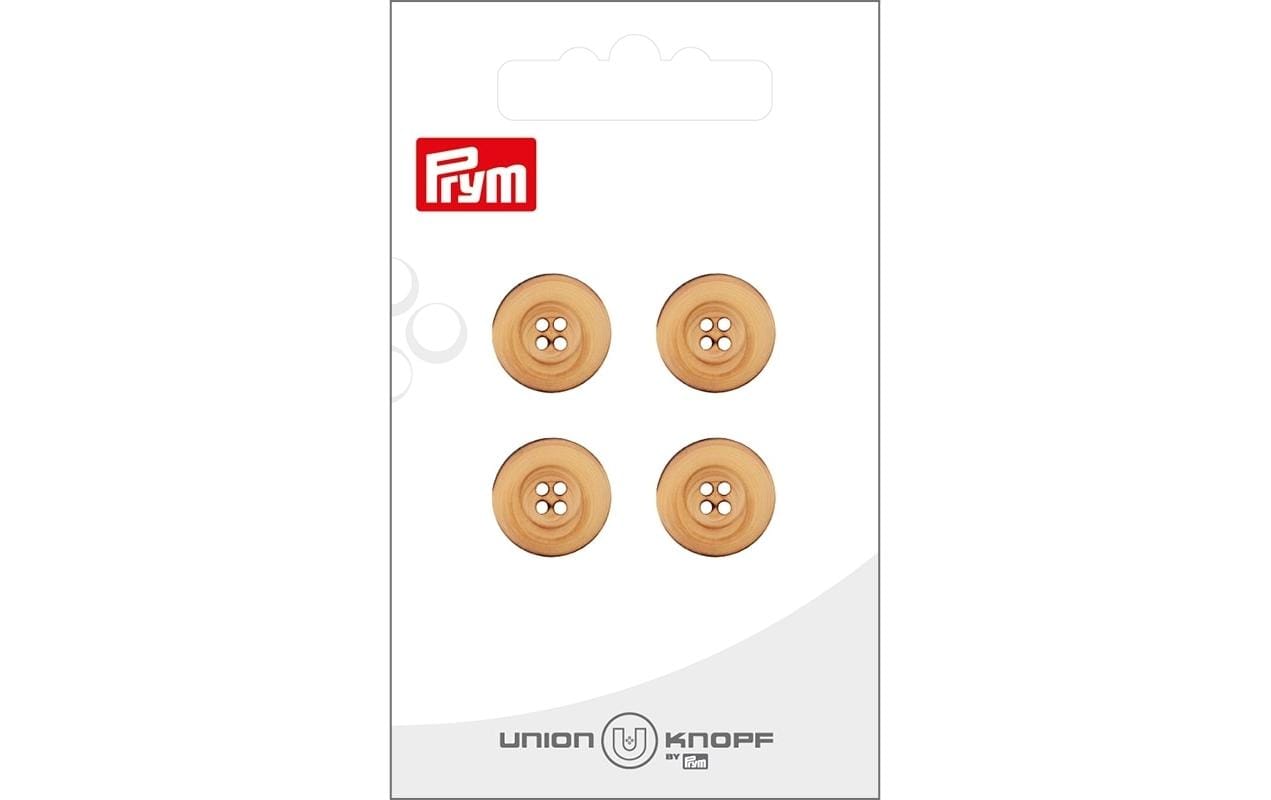 Prym Knöpfe Ø 15 mm – Holz, beige, 4 Stück