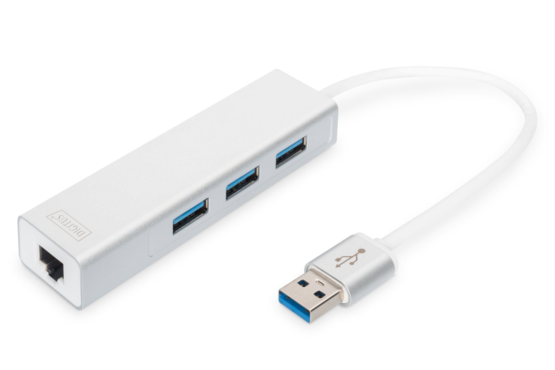 Digitus USB-Hub – 3× USB-A, GbE, für Windows/Mac/Linux