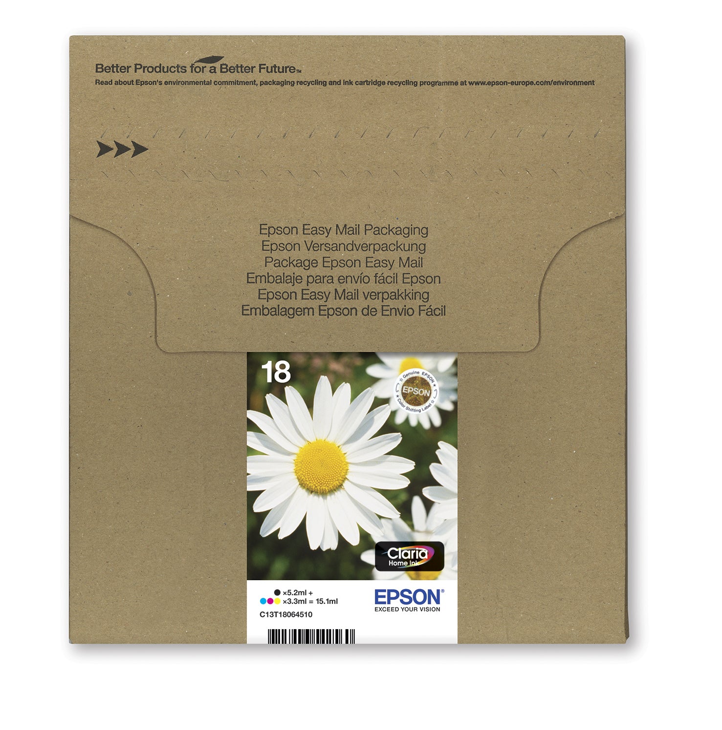 Epson Tintenpatronen-Multipack (C13T18064511), CMYK, 4er-Pack, Original – für XP-425, XP-422, XP-415 und andere
