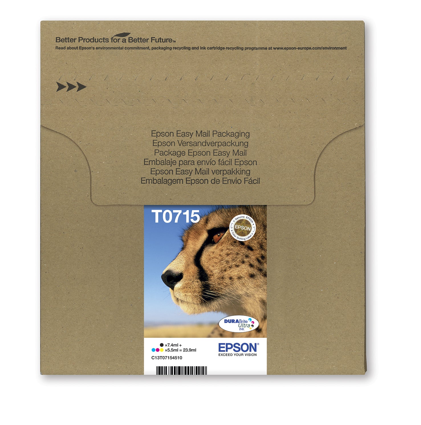Epson T071 Tintenpatronen-Multipack, Schwarz/Cyan/Magenta/Gelb (Original) – für Stylus SX610FW/SX600FW/SX515W