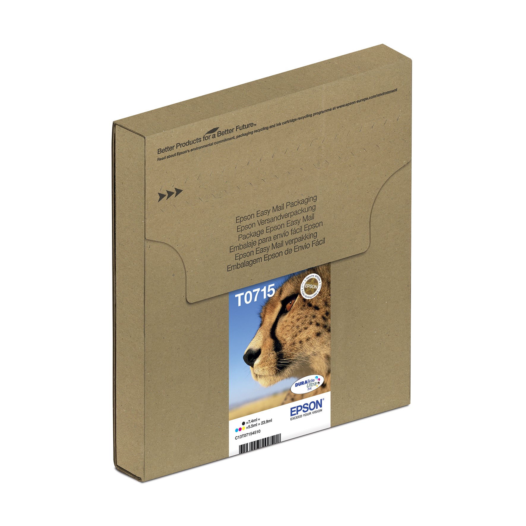 Epson T071 Tintenpatronen-Multipack, Schwarz/Cyan/Magenta/Gelb (Original) – für Stylus SX610FW/SX600FW/SX515W
