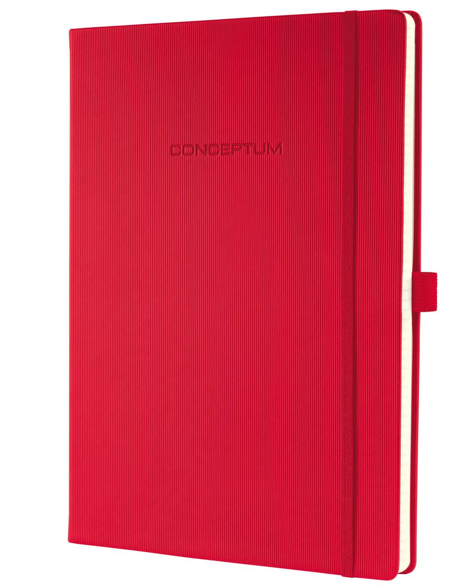 Sigel Notizbuch A4, liniert, Fadenheftung, 194 Seiten, 80 g/m² – rot