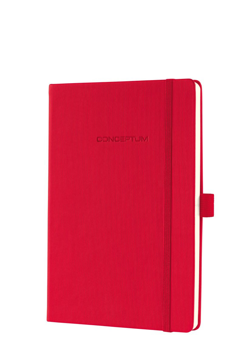 Sigel Notizbuch Conceptum, A5, kariert, Fadenheftung, Hardcover, 194 Seiten, 80 g/m² – rot