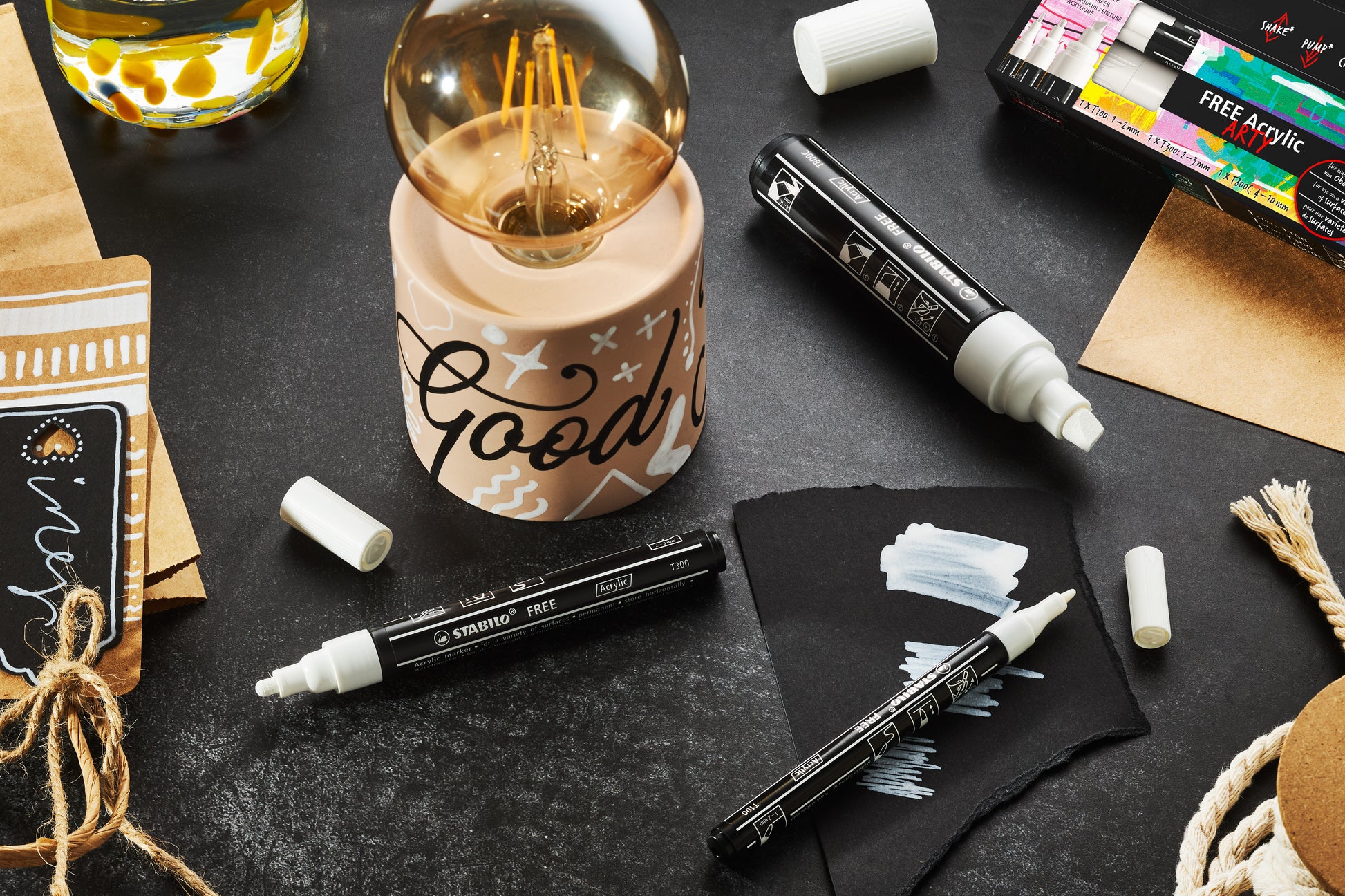 STABILO FREE Acrylmarker – 3 mm – mehrfarbig, 11er-Set, für Stein