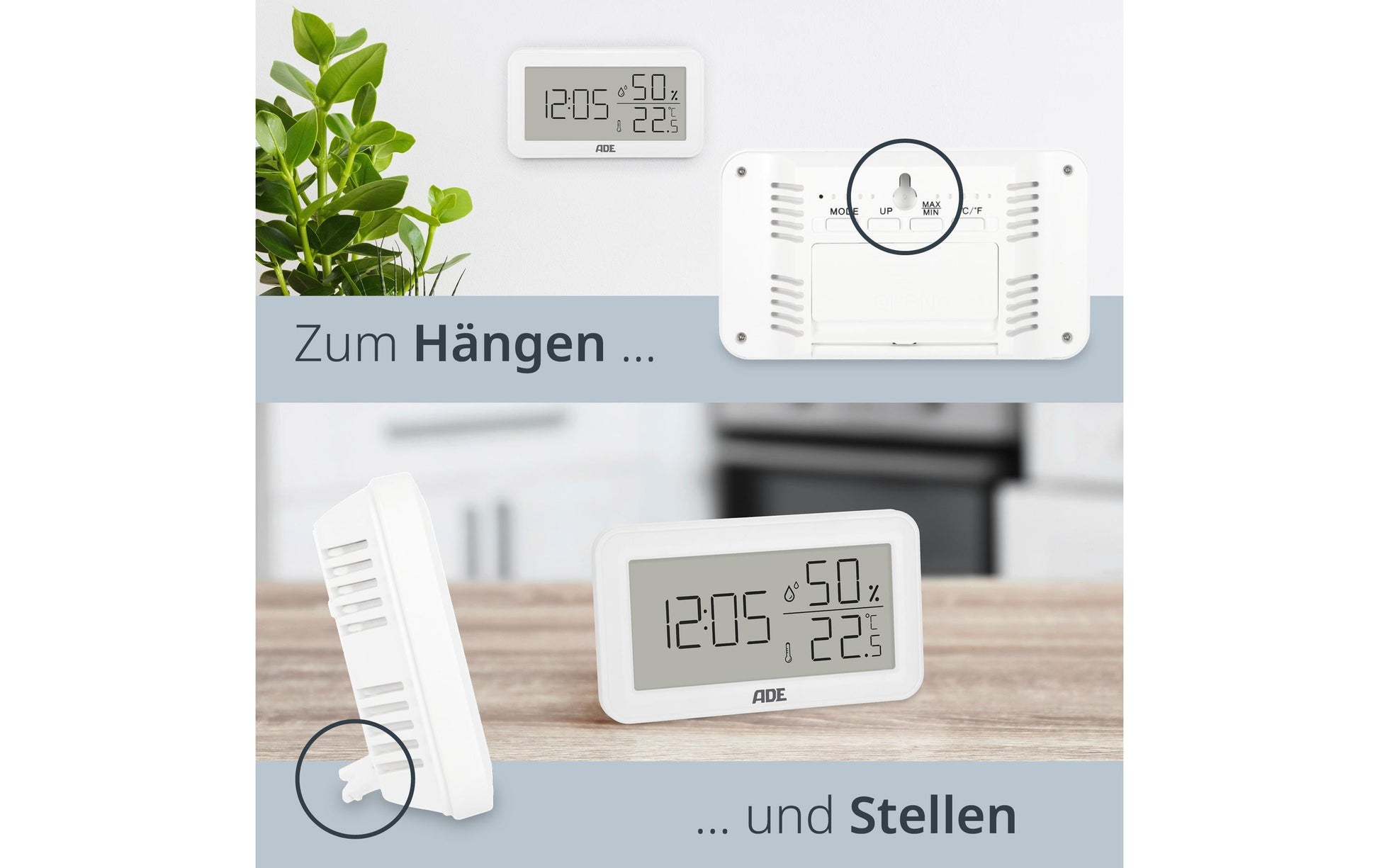 ADE WS2322 Thermo-Hygrometer (Handgerät) – 50–70 °C, 10–99 %, Innen