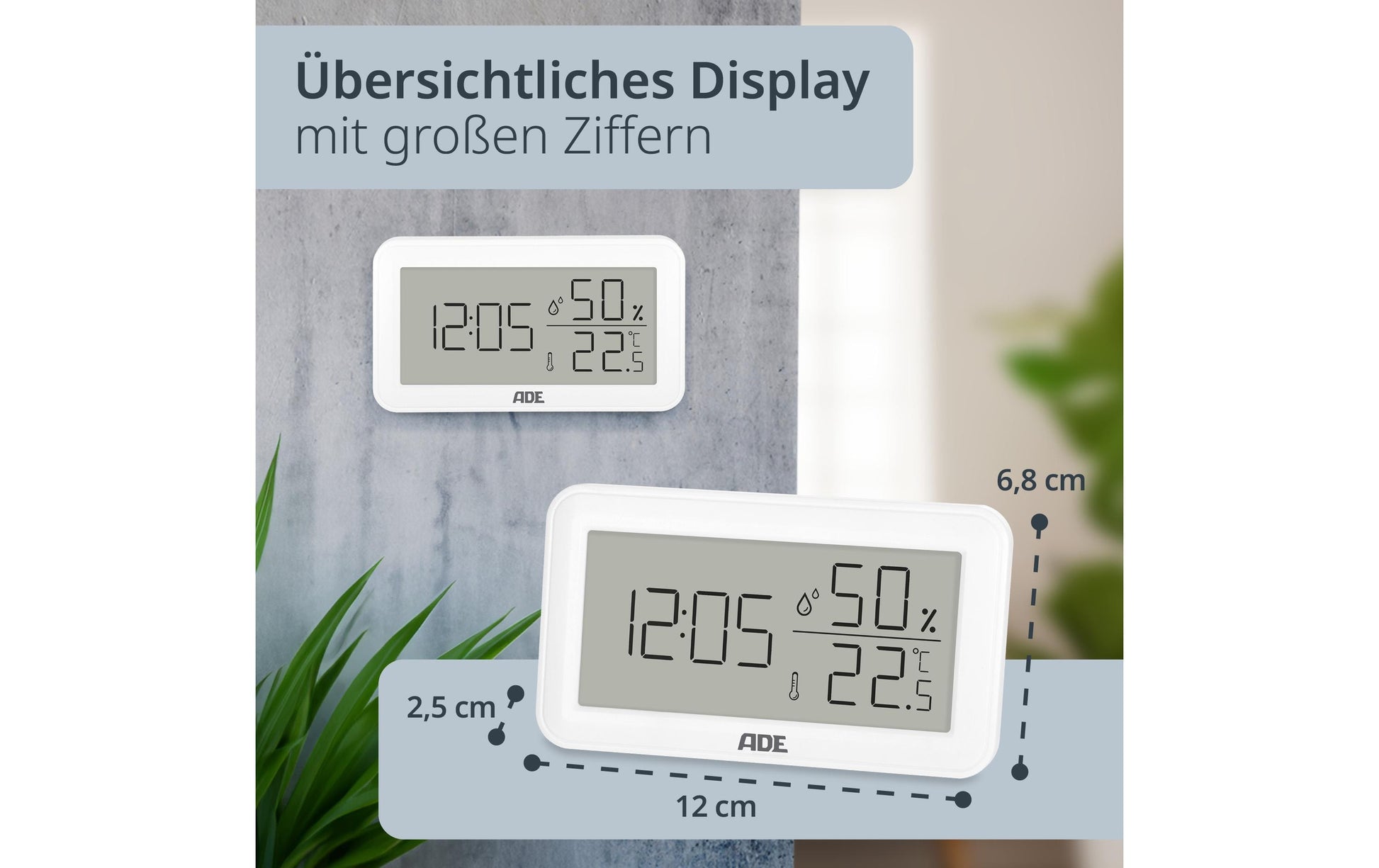 ADE WS2322 Thermo-Hygrometer (Handgerät) – 50–70 °C, 10–99 %, Innen