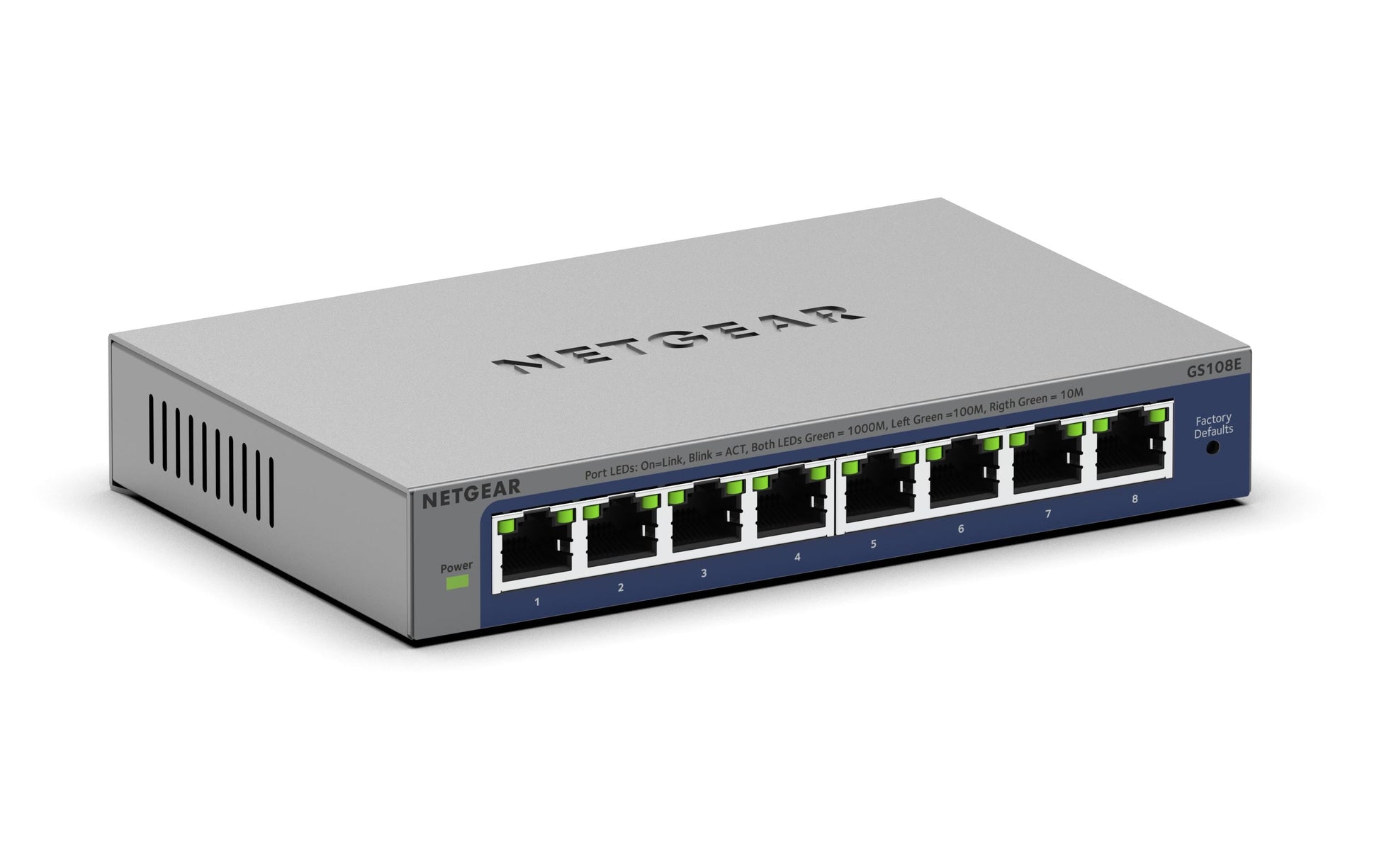 NETGEAR GS108Ev4 – Unmanaged L2/L3 Switch – 8× 1G