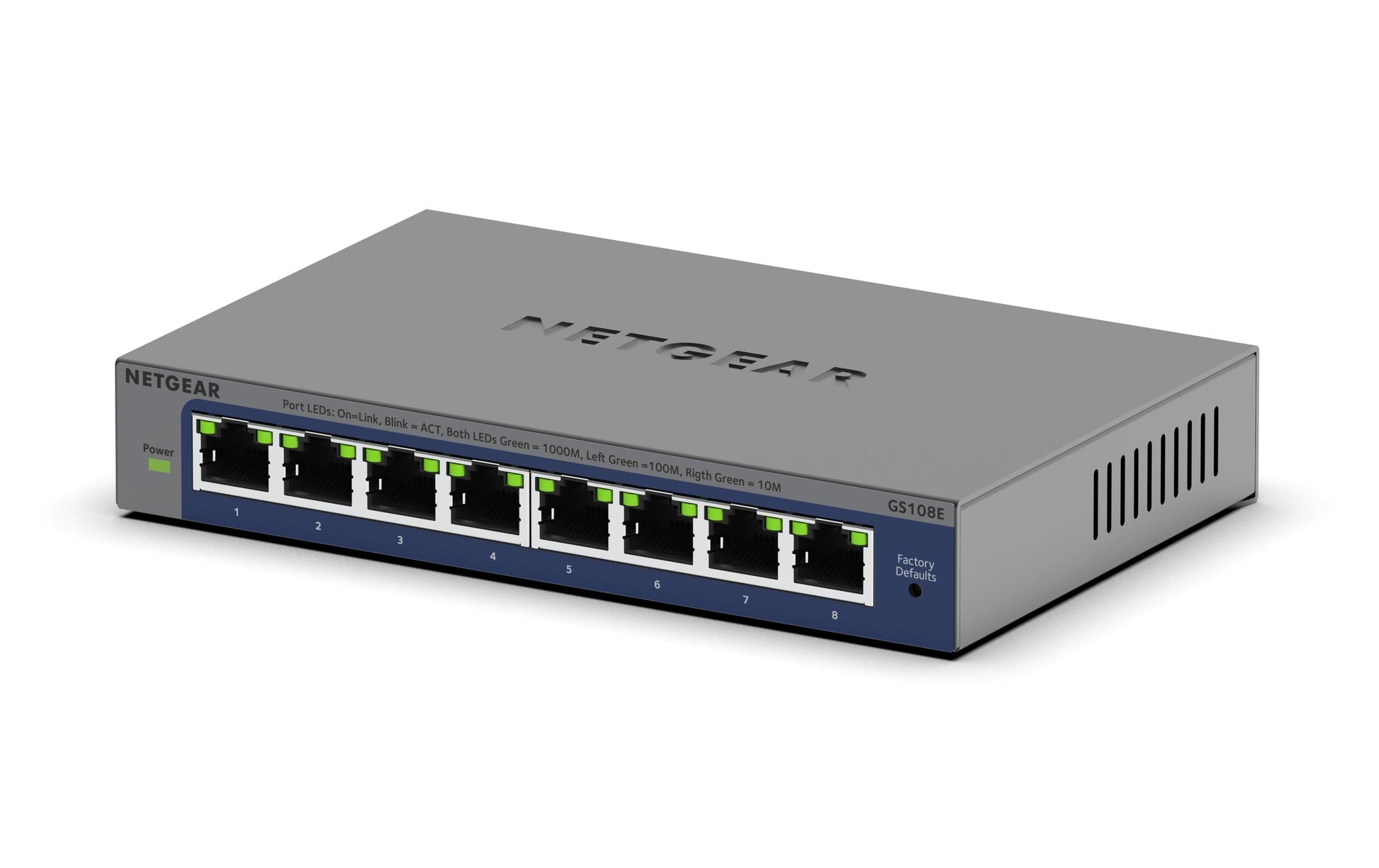 NETGEAR GS108Ev4 – Unmanaged L2/L3 Switch – 8× 1G