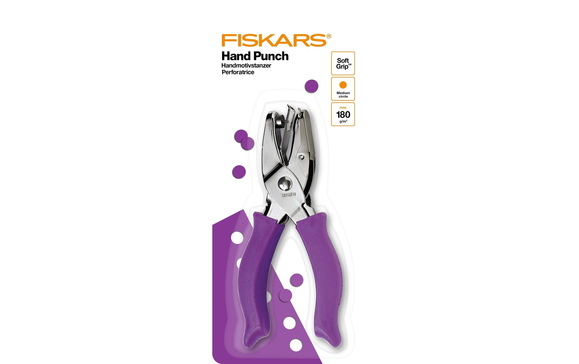 Fiskars 1003817/2351 – Motivstanzer Kreis, Ø 3,2 mm, Violett, Silber