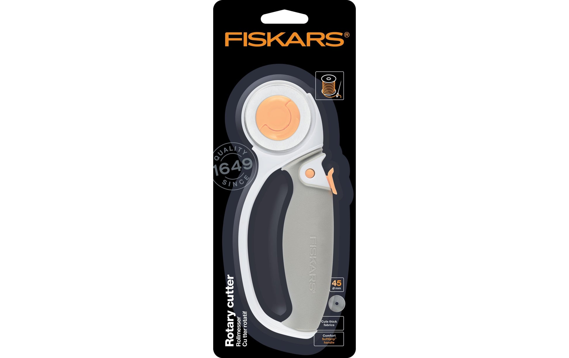 Fiskars Titanium – Rollmesser, Ø 45 mm, grau/weiss