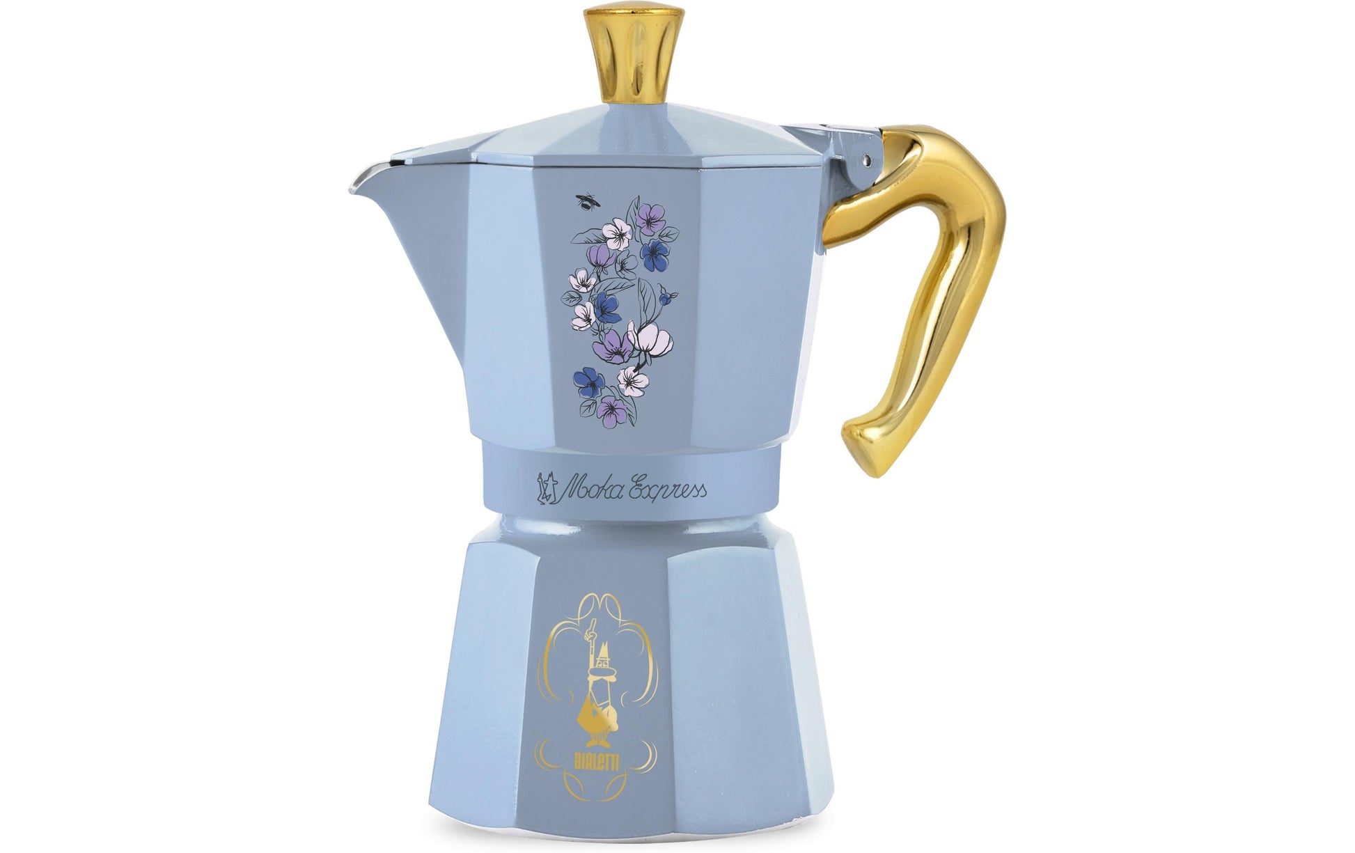 Bialetti Bridgerton Moka Express Espressokanne – für Glaskeramik, 6 Tassen, Gold