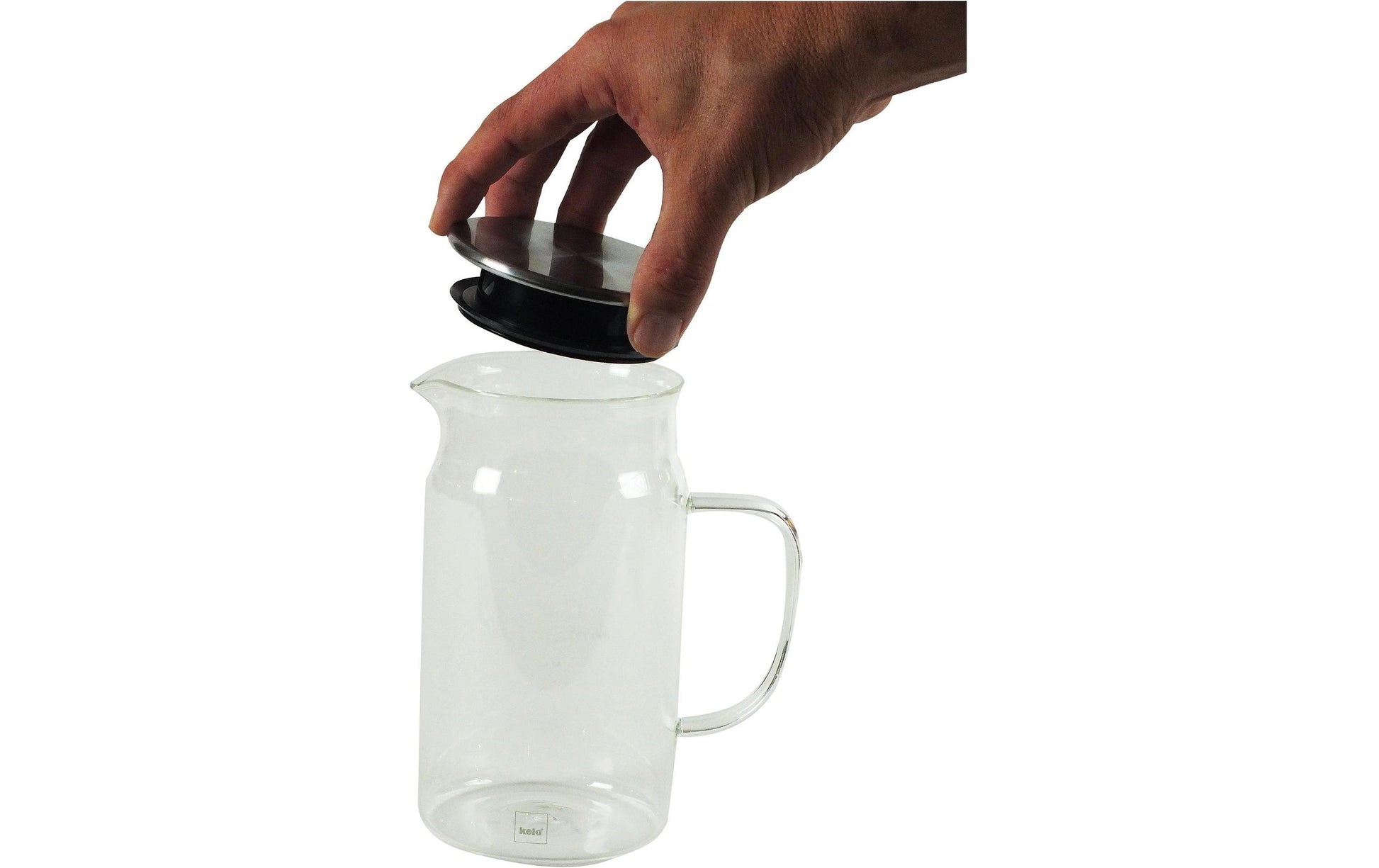 Kela Karaffe – 1,6 l, Ø 9,5 cm, H 26,0 cm, Borosilikatglas, Transparent, mit Deckel